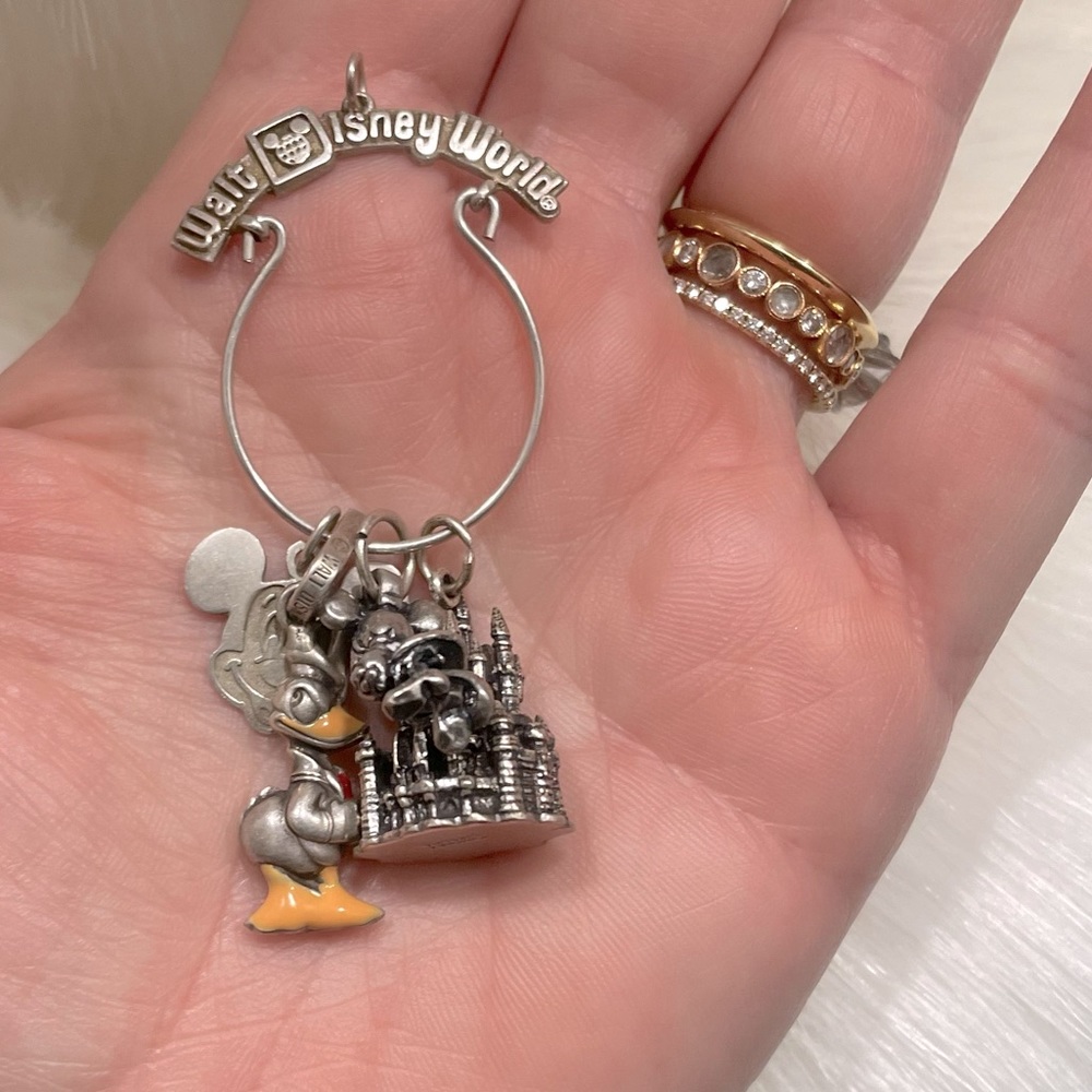 Walt Disney Charm Holder Sterling Silver Jewelry Necklace (charms not included)